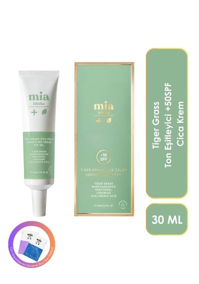 Mia Klinika Tiger Grass Ton Eşitleyici Kızarıklık Karşıtı Cica Krem SPF50 30 ML