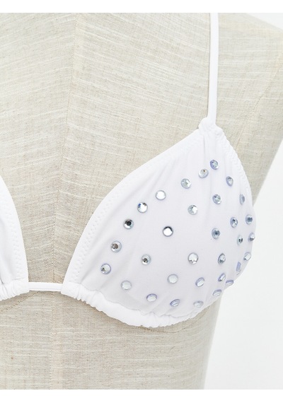 Lcw Dream Ekru Parlak Taşlı Kadın Bikini Üst