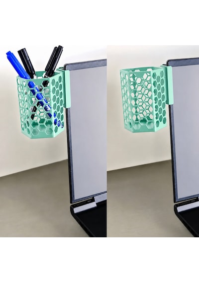 3d Baskı Monitor Kalemlik - Petek Desenli Laptop Kenar Altıgen Kalemlik-mint
