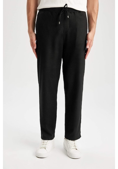 Defacto Pantolon Relax Fit Beli Bağcıklı Cepli Basic Düz Düz Paça B7336AX23WNBK81 Siyah