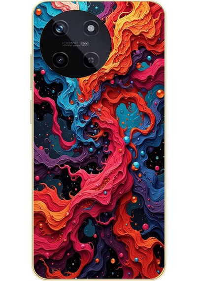 Realme 11 4g Uyumlu Dalgaların İz Karışımı Baskılı Silikon Kılıf Renkli