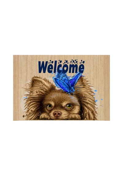 Köpek Figürlü Kapı Önü Halı Paspas 40 X 60 Cm Mavi - 931759923 Mavi