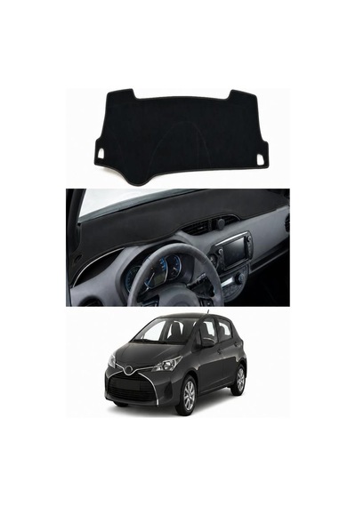 Toyota - Yaris 2011-2019 Uyumlu Torpido Koruma Kılıfı - Siyah Şeritli