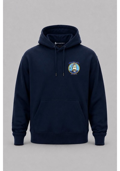 Bahriyeli Collection Kapüşonlu Tcg Muratreis Dalgalar Arası Tasarımlı Cep Ve Sırt Baskılı Unisex Sweatshirt Lacivert