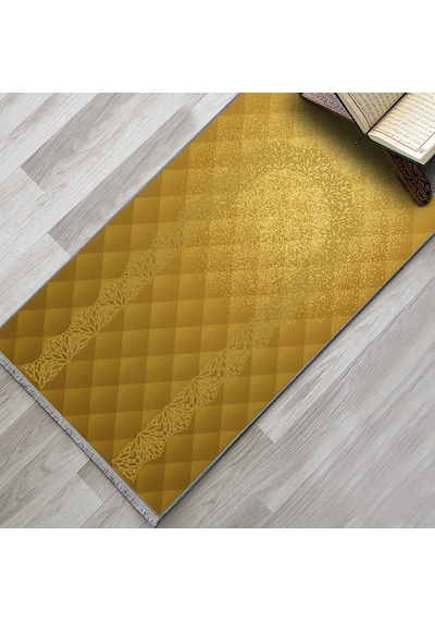 Evaşk Namazlık Dokuma Halı Kaymaz Muslumana Seccade66x113 ALTIN EVAŞK603D80