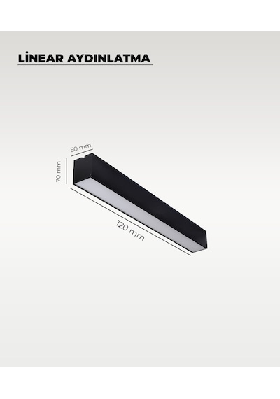 120 Cm Siyah Metal Kasa Lineer Aydınlatma 3200k Sarı Işık Siyah