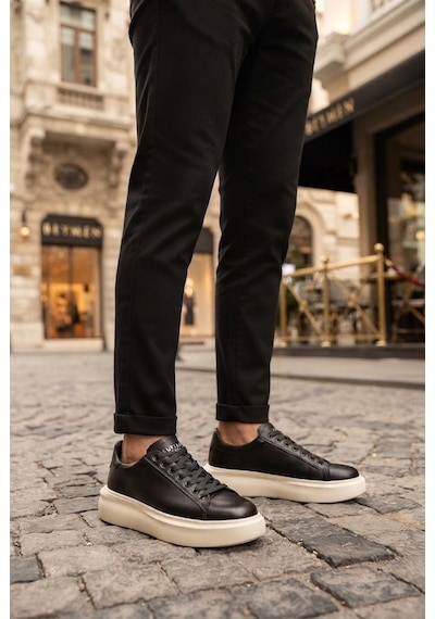 Lufian Lufıan Gage Siyah Beyaz Erkek Deri Sneaker Ayakkabı SİYAH-BEYAZ
