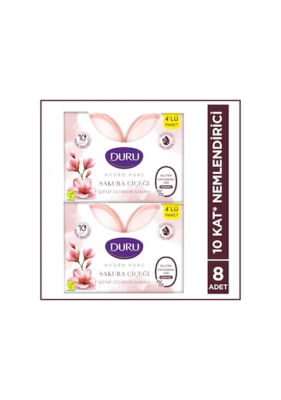 Duru Hydro Pure Sakura Çiçeği 8 Adet Şeffaf Cilt Bakım Sabunu 8x135 Gr Sakura Çiçeği