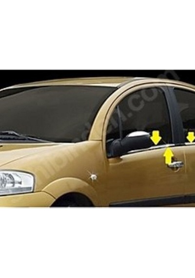 Citroen C-3 2002-2003-2004-2005-2006-2007-2008-2009 Krom Cam Çıtası 4 Parça Paslanmaz Çelik