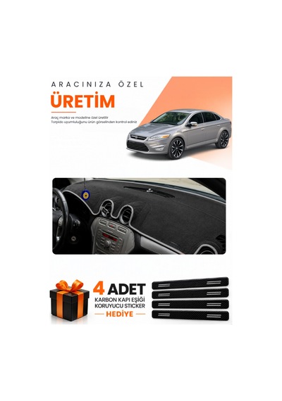 Ford Mondeo Mk4 2008-2014 Uyumlu Torpido Koruma Örtüsü Oto Kılıfı - Siyah Gri