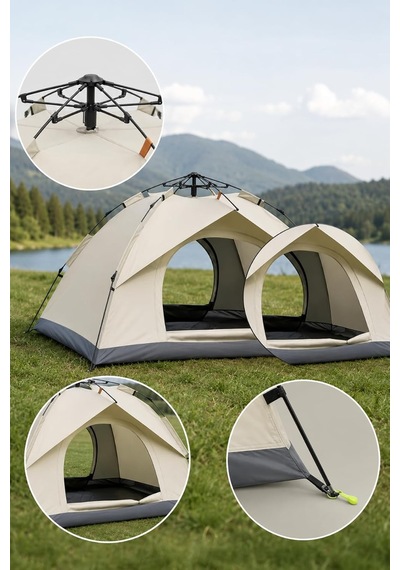 Seyoni Outdoor Ac6634 Otomatik Kamp Çadırı 200x150x120 Cm Çift Katmanlı Su Geçirmez Kolay Kurulum Genel