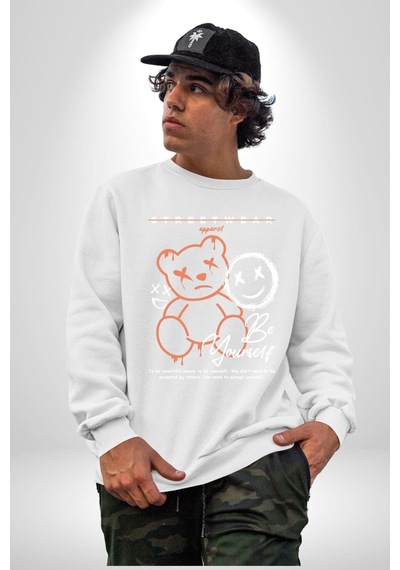 Yükseliş İçin Kendin Ol Unisex Beyaz Sweatshirt Beyaz