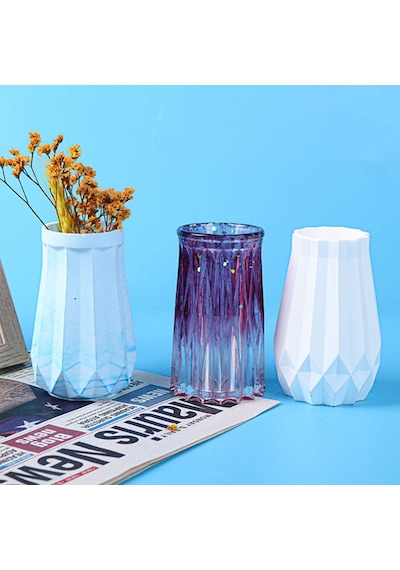 Epoksi Reçine Silikon Kalıp Vazo Kalıbı Beton Taş Tozu Vazo Mumluk Kalıbı 10.5x6.5 Cm