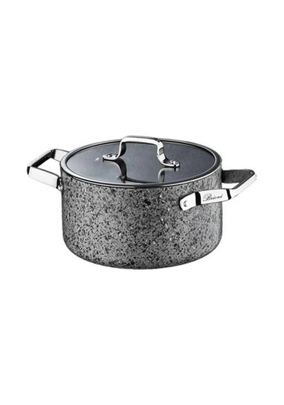 Brioni Stone Age Çizilmez Yanmaz Yapışmaz İndüksiyonlu 18 Cm Derin Tencere Gri