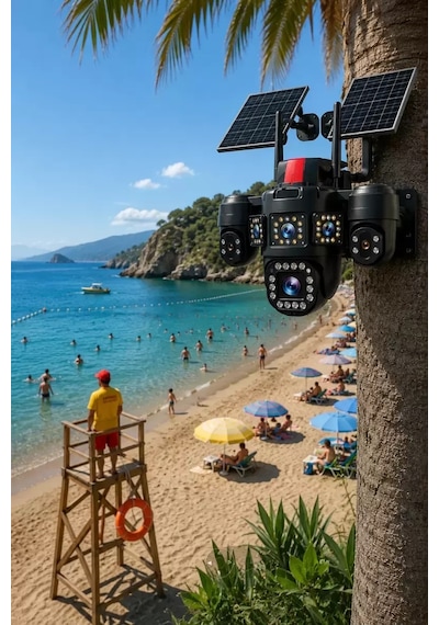 Esvision 7021 4 Kameralı 4g Çift Solar Panel 16x Zoom Dual Batarya Hieasy Aov Sürekli Kayıt Gece Görüş Çift Yönlü Ses Sim Kart