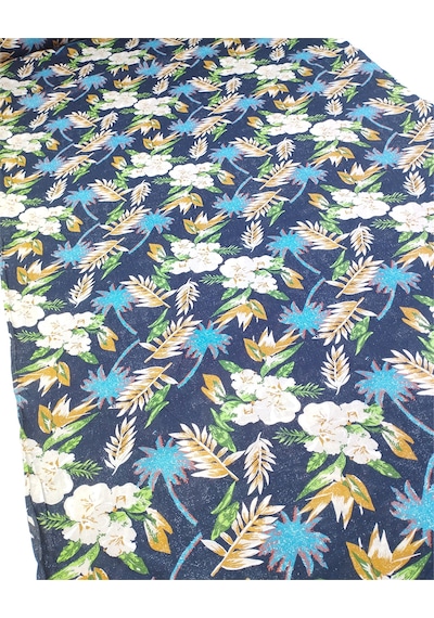 Lacivert Üzeri Yeşil Haki Hardal Bej Mavi Çiçek Desenli Pamuk Vual Kumaş Gömleklik & Elbiselik En: 150cm-12600 Lacivert,yeşil,haki,hardal,bej,mavi