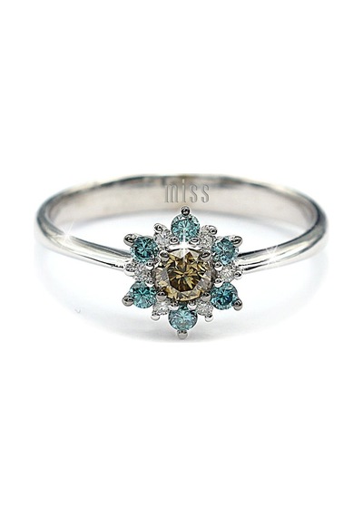 Brown Ve Mavi Pırlantalı Kartanesi Yüzük - Mystery Koleksiyonu