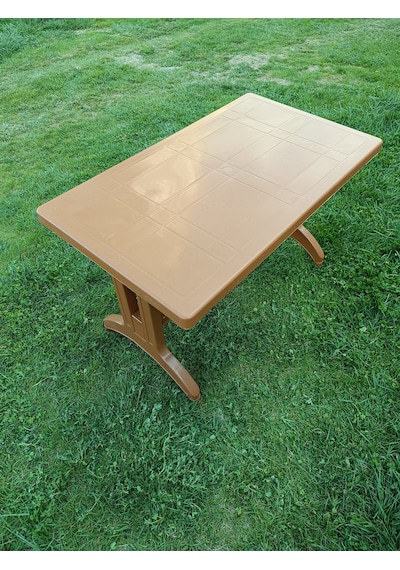 Evko Mobilya Plastik 70x120 Masa, Plastik Masa, Bahçe Balkon Teras Masası, Kare Masa, Dış Mekan Masası Kahverengi
