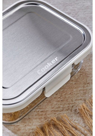 Cooker 1000 Ml Cam Saklama Kabı - Sızdırmaz, Paslanmaz Çelik Kapaklı, Gıda Saklama