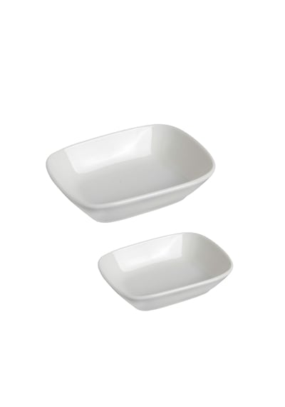 Gürallar Porselen 6+6 Ad 12 Ve 14 Cm Kare Kayık Kahvaltılık Mezelik Çerezlik 12 Parça Beyaz