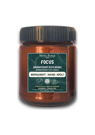 Minia Bahçe Bitki Sanat Atölyesi Aromaterapi Soya Mum, Focus Konsantrasyonlanma , 150gr Diğer