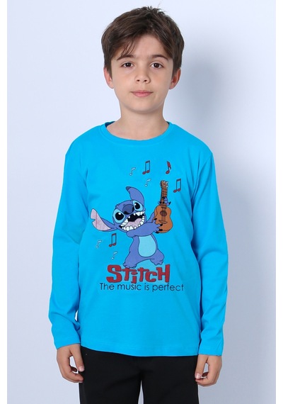 Hçm Erkek Çocuk Uzun Kollu Tshirt Karakter Baskılı Bisiklet Yaka E10 Turkuaz