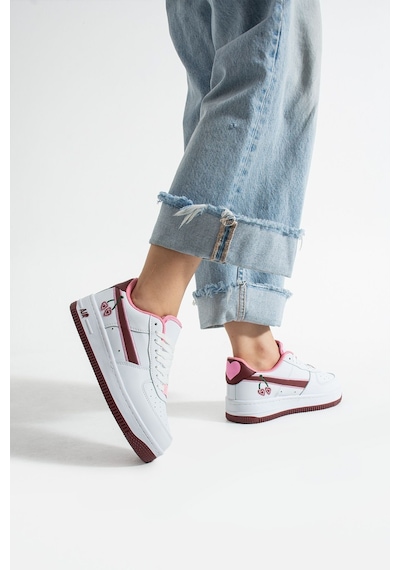 Kiraz Detaylı Pembe Beyaz Sneaker Kadın Spor Ayakkabı Beyaz