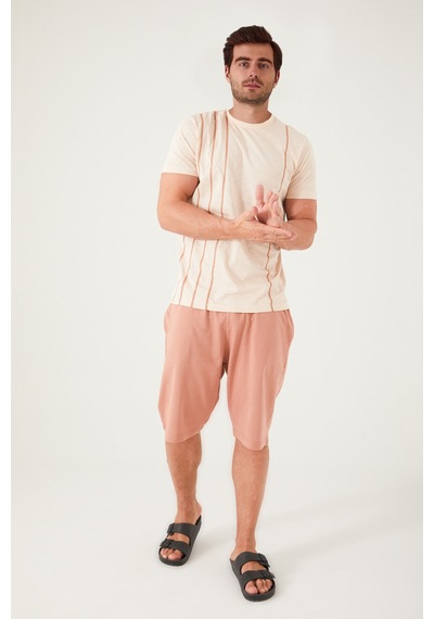 Arnetta 2509 Kısa Kol Bermuda Şort Erkek Pijama Takım Buğday Bej