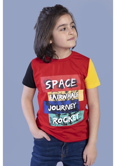Toontoy Kids Toontoy Erkek Çocuk Kolları Garni Detaylı Baskılı Tişört Sarı