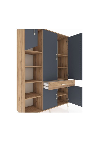 Hyperion Dolap 8 Raflı Tek Çekmeceli 5 Kapaklı 132x44x195 Çam-antrasit/çam Antrasıt/atlas Çam Hyperion Dolap 8 Raflı Tek Çekmeceli 5 Kapaklı 132x44x195 Çam-antrasit/çam Antrasıt/atlas Çam