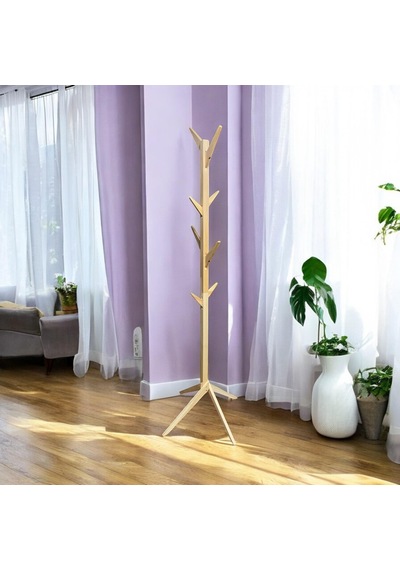 Askılık Ahşap 8 Askılı 183 Cm Sök Tak Kolay Montajlı Askılık Tornavida Diğer