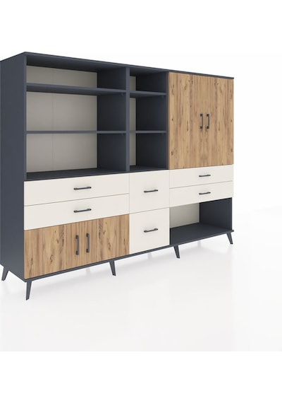 Hyperion Dolap 10 Raflı 6 Çekmeceli 4 Kapaklı 220x44x163 Antrasit Antrasit-çam/aytaşı Hyperion Dolap 10 Raflı 6 Çekmeceli 4 Kapaklı 220x44x163 Antrasit Antrasit-çam/aytaşı