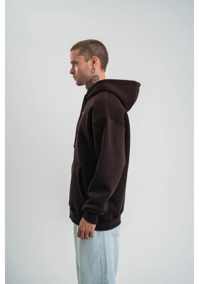Mbb E-ticaret Erkek Nakışlı Kapüşonlu Oversize 3 İplik Pamuklu Sweatshirt Hoodie - Siyah