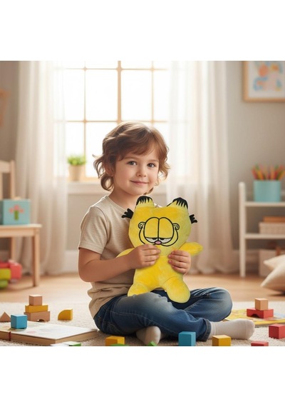 2li Paket Garfield Peluş Oyuncak 24 Cm Yumuşak Uyku Arkadaşı Yastık Peluş Karakter Figür Seti 2 Adet Sarı