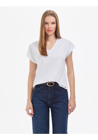 Pierre Cardin Kadın Beyaz Tişört Basic 50325454-vr013