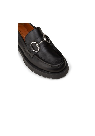 Deery Kadın Hakiki Deri Siyah Tokalı Loafer - 02037zsyhe01