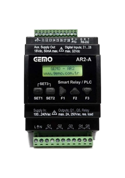 Gemo Ar2-a-24vdc-8d-rtc Ray Tipi &quot Ladder Logic&quot İle Programlanabilir Akıllı Röle / Plc