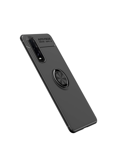 Oppo Find X2 Kılıf Range Yüzüklü Silikon - Siyah renkli