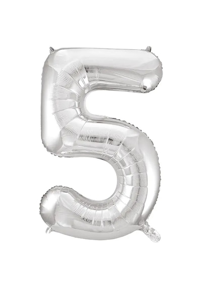 1 Adet 34 İnç 85 Cm Gümüş Folyo Balon Helyum Balon 5 Yaş Balonu 5 Rakam Balon GÜMÜŞ