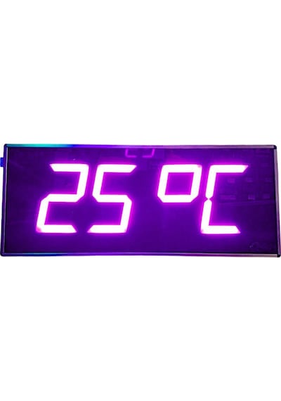 Dijital Led Duvar Ve Masa Saati Ve Derece - Pembe Kasa Ölçüsü: 16x40 Cm