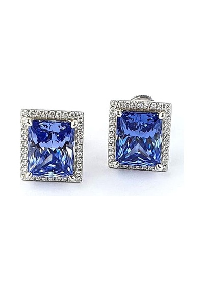 Sky Diamond Purple Aleksantrit Taşlı 925ayar Gümüş Beyaz Altın Kaplama Lüks Baget Küpe Gümüş