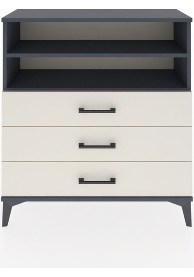 Arges Şifonyer 2 Raflı 3 Çekmeceli 88x30x96 Antrasit-aytaşı Antrasit