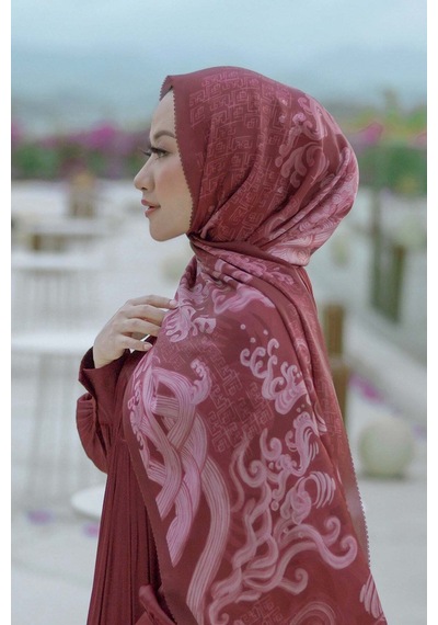 Buttonscarves Wave Saten Şal - Maroon Kırmızı