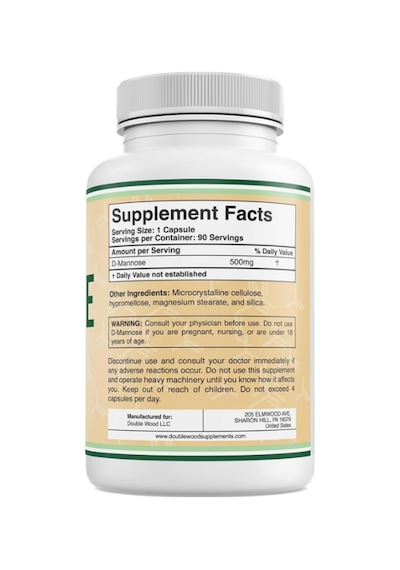 Double Wood D Mannose 500mg 90 Capsules D-mannose For Urinar...