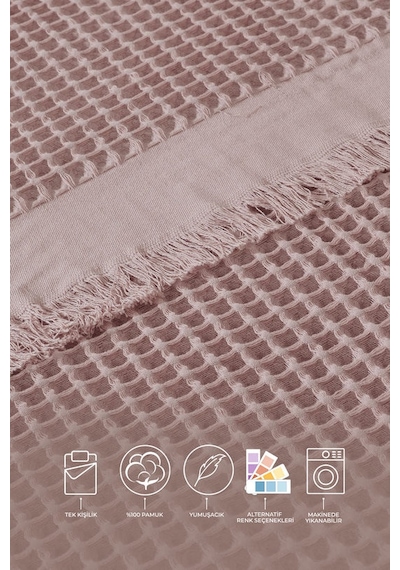 Elart Ruffle Pike Tek Kişilik 160x220 Cm Pudra Pudra