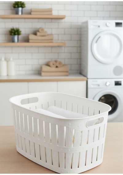 Halatlı Kirli Çamaşır Sepeti Ve Düzenleyici Çamaşır Sele Seti 65l + 40l + 3.2l Deterjanlık Beyaz - 836614666 Beyaz