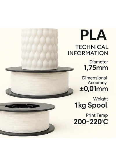 Pla+ Filament 1.75mm 1 Kg - Soft Beyaz Çok Renkli