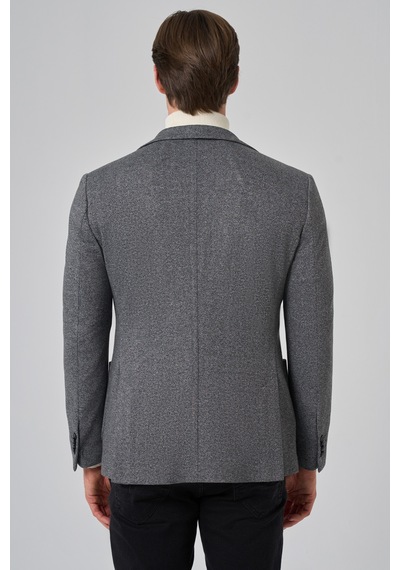Morven Erkek Füme Örme Trend Desenli Slim Fit Mono Yaka Ceket 26ms002003050 Füme