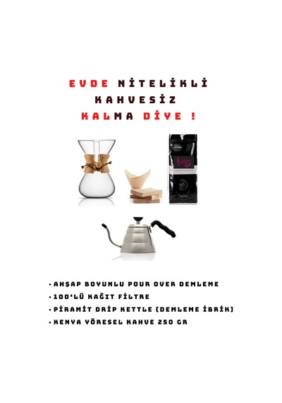3. Nesil Kahve Demleme Seti - Pour Over 5Kupa+Filtre+Kettle+Kahve