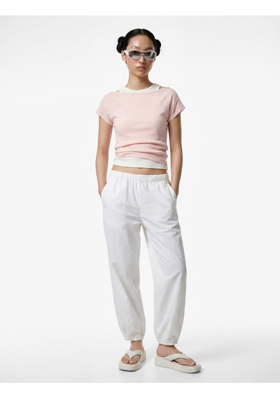 Koton Slim Fit Kısa Kollu Bisiklet Yaka Atlet Detaylı İkili Tişört Pembe 6sal10942ık Gül